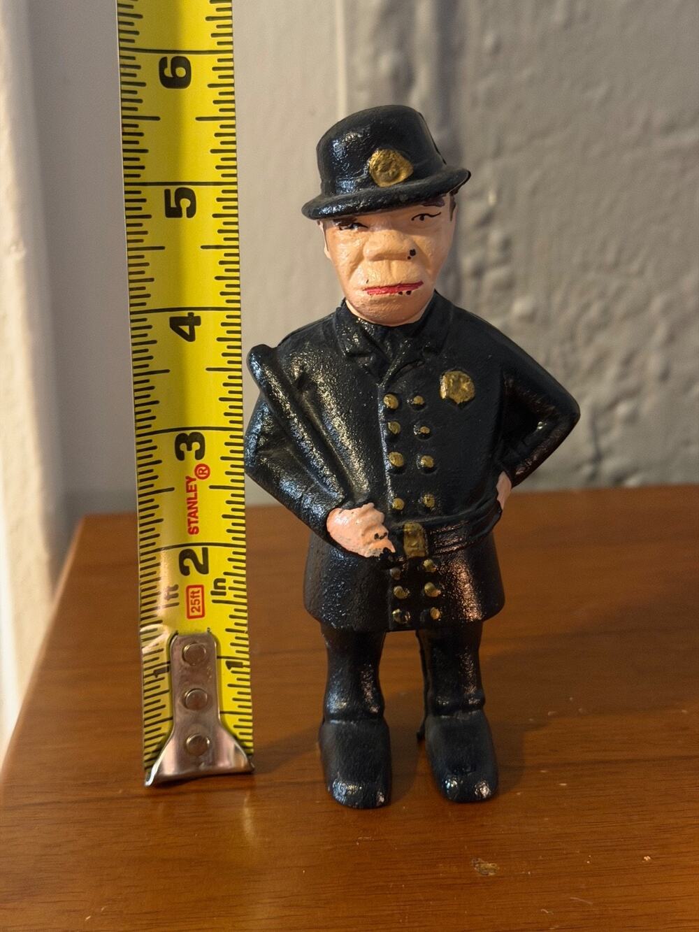 Vintage Style Cast Iron Coin Bank Mulligan the Cop Policeman w/Night Stick